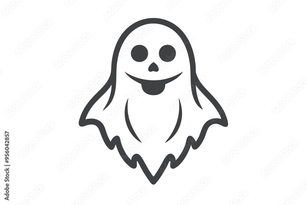 Happy Halloween scary ghost line art vector art illustration isolated on white background Happy Halloween scary ghost line art vector art illustration isolated on white background