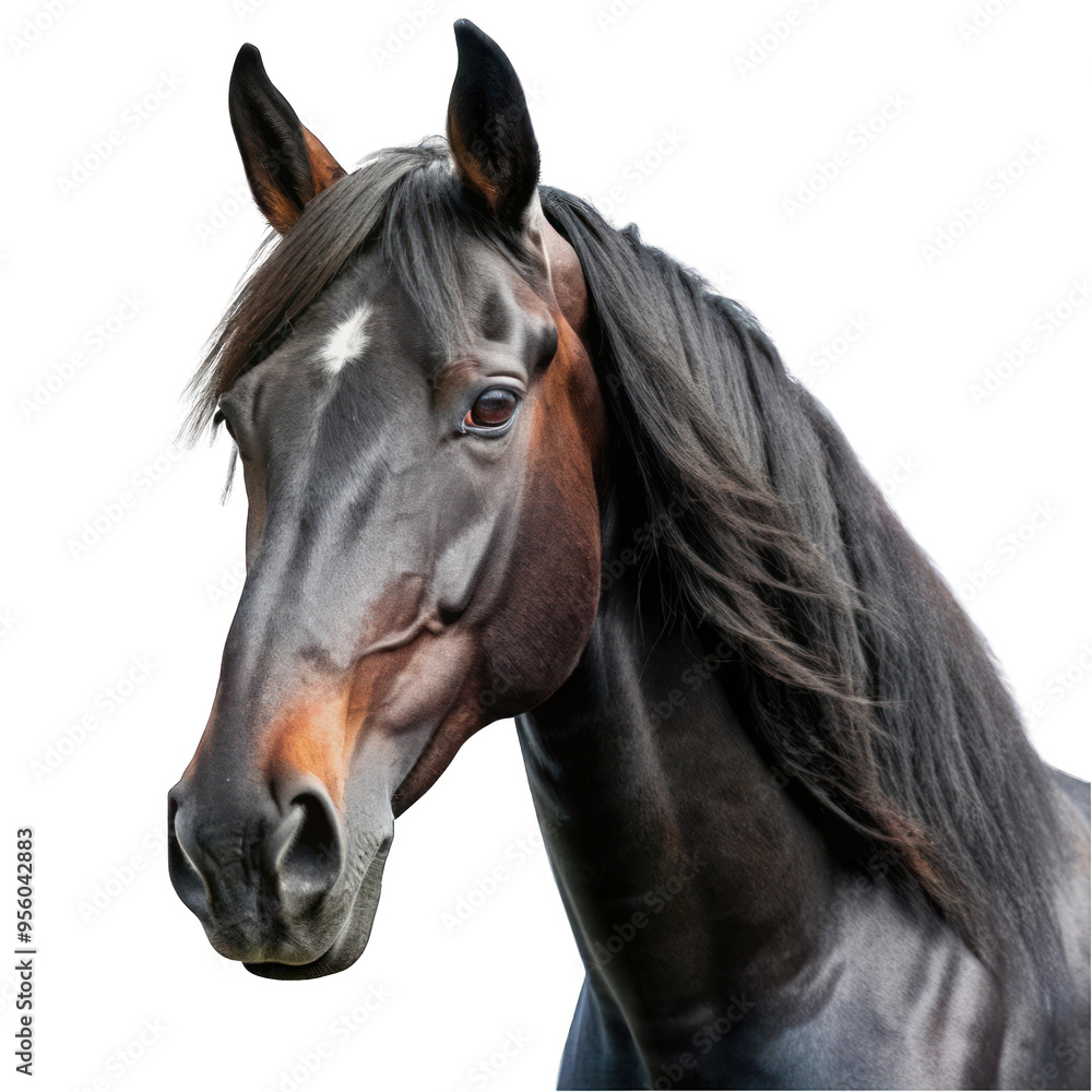 Black horse portrait isolated on transparent background Black horse portrait isolated on transparent background