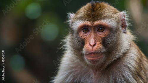 Close up of a wild macaque or Gibraltar monkey.