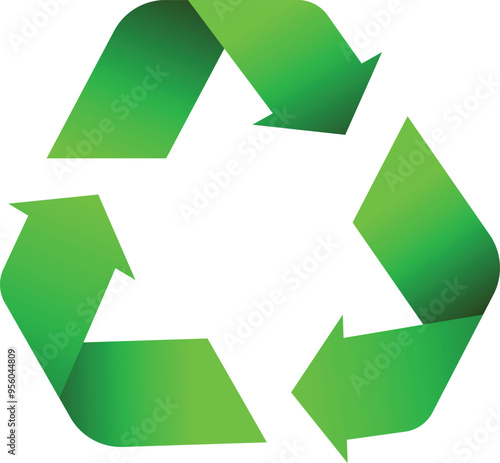 Green recycle or recycling arrows flat icon for apps and websites vector file