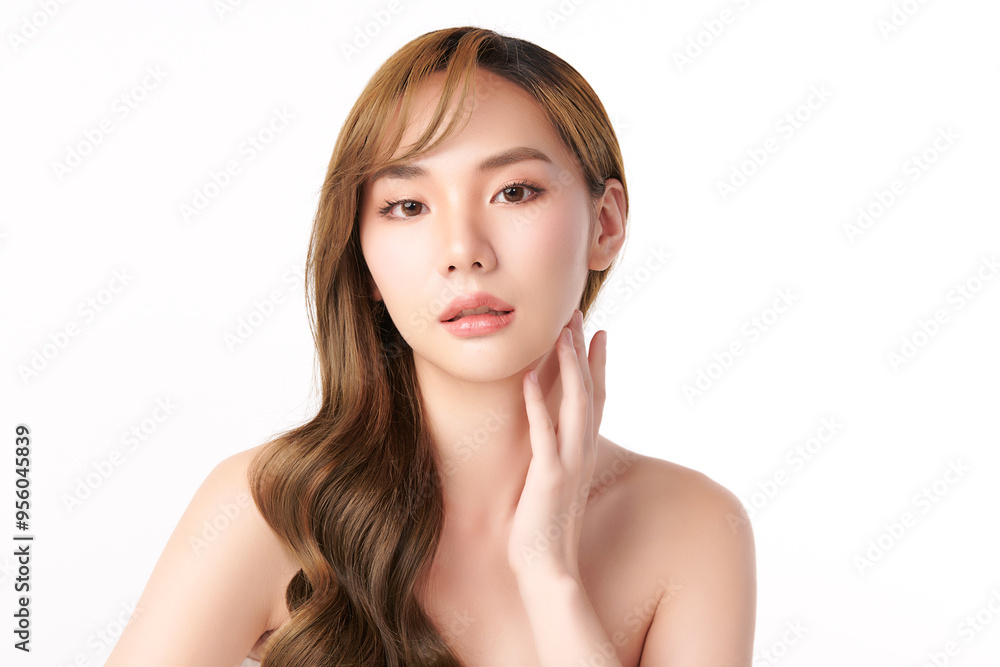 Beautiful young asian woman with clean fresh skin on white background, Face care, Facial treatment, Cosmetology, beauty and spa, Asian women portrait. Beautiful young asian woman with clean fresh skin on white background, Face care, Facial treatment, Cosmetology, beauty and spa, Asian women portrait.