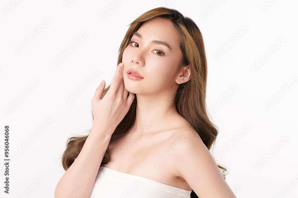 Beautiful young asian woman with clean fresh skin on white background, Face care, Facial treatment, Cosmetology, beauty and spa, Asian women portrait. Beautiful young asian woman with clean fresh skin on white background, Face care, Facial treatment, Cosmetology, beauty and spa, Asian women portrait.