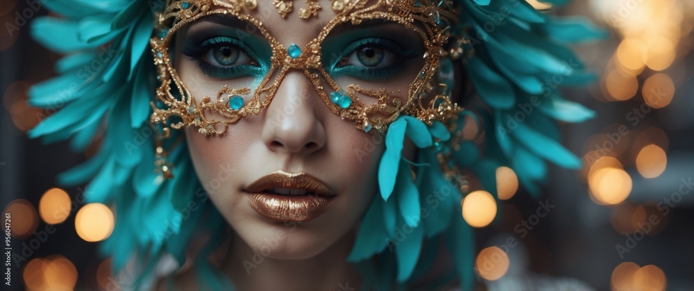 Metallic and turquoise paper straws and shiny glitter. Metallic and turquoise paper straws and shiny glitter.