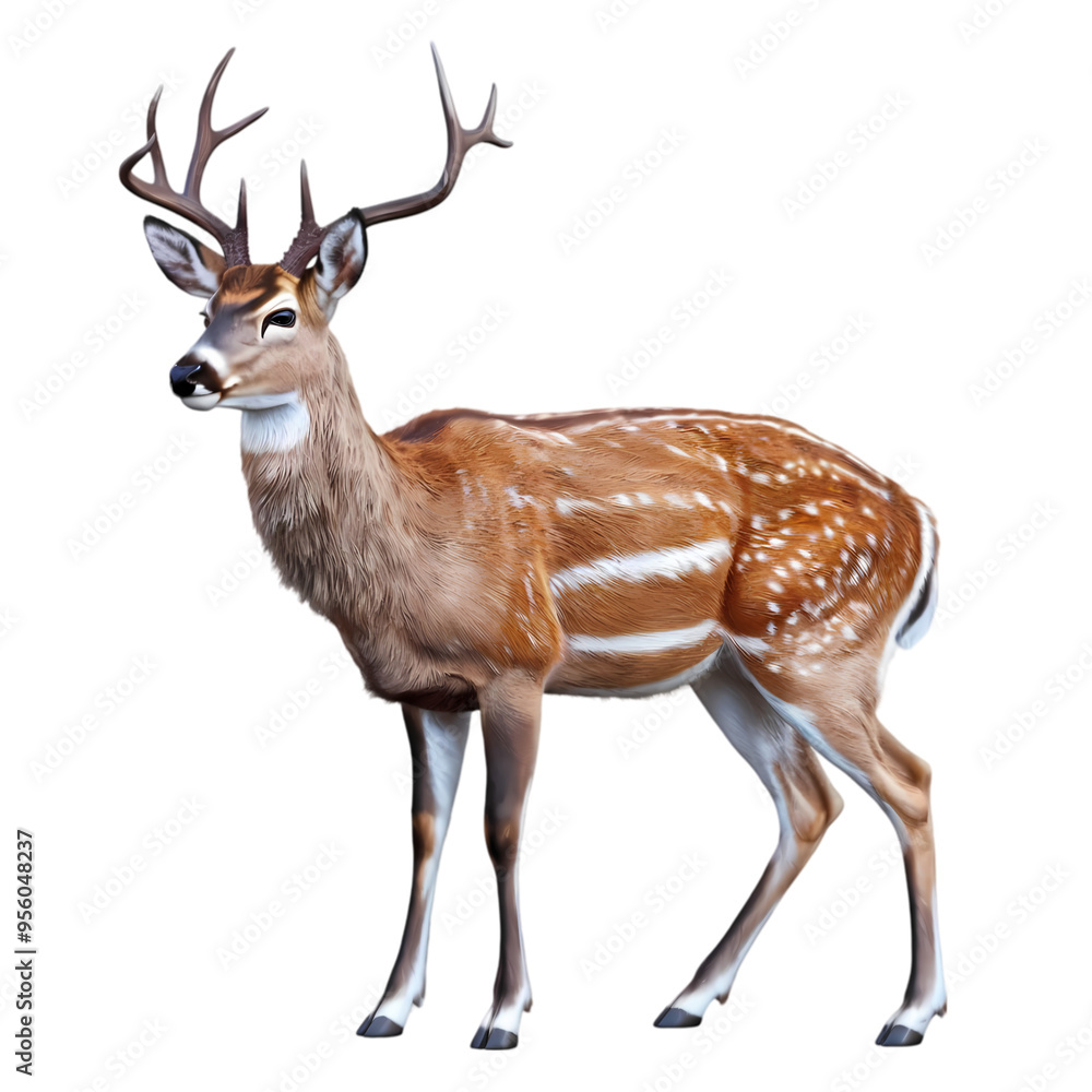 a graceful deer with antlers, isolated transparent background a graceful deer with antlers, isolated transparent background