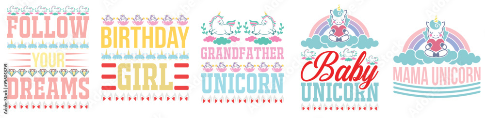 Creative Unicorn Tshirt Design Bundle Typography, Hand Lettering Pack Vector Illustration for Vouchers, Label, Magazine Creative Unicorn Tshirt Design Bundle Typography, Hand Lettering Pack Vector Illustration for Vouchers, Label, Magazine