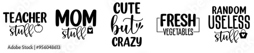 Cute Tote Bag Design Bundle Quotes, Invitation Pack Vector Illustration for Gift Card, Stationery, Banner