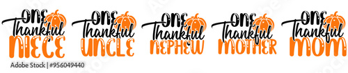 Modern Thanksgiving Family Bundle Invitation, Inscriptions Bundle Vector Illustration for Icon, Bookmark, Logo