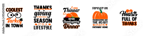 Modern Thanksgiving Day Tshirt Design Bundle Labels And Badges, Calligraphic Lettering Set Vector Illustration for Gift Card, Presentation, Announcement