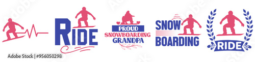 Vibrant Snowboarding Bundle Inscriptions, Labels And Badges Bundle Vector Illustration for Brochure, Motion Graphics, Postcard
