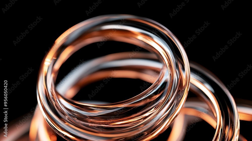 Elegant metallic rings intertwined, showcasing a blend of light and shadows in warm tones. Elegant metallic rings intertwined, showcasing a blend of light and shadows in warm tones.