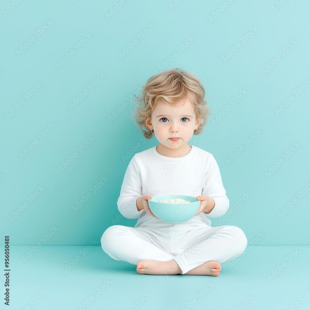 Sweet child sitting quietly, refusing to eat, light pastel colors, appetite loss Sweet child sitting quietly, refusing to eat, light pastel colors, appetite loss