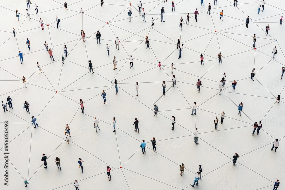 Simple people shapes connected by lines created with Generative AI Simple people shapes connected by lines created with Generative AI