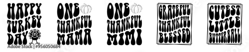 Elegant Retro Thanksgiving Bundle Typography, Quotes Collection Vector Illustration for Poster, Bookmark, Presentation