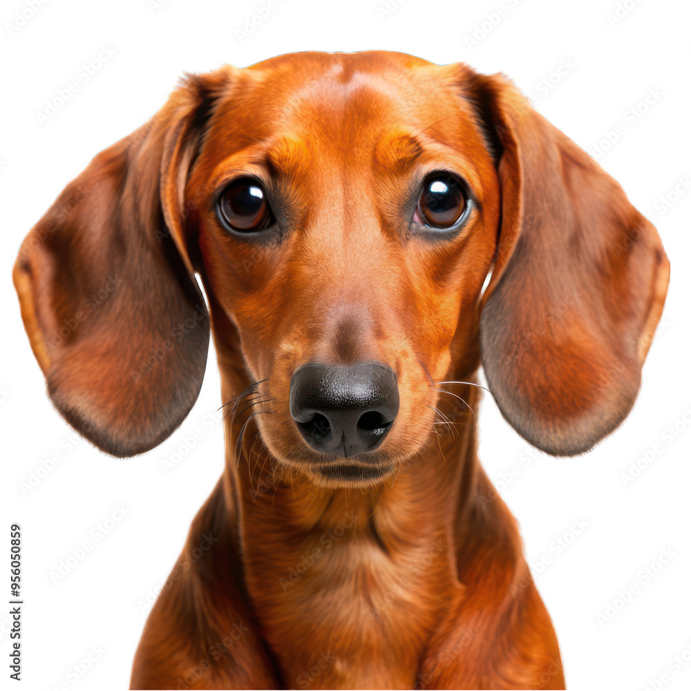 Brown dachshund dog portrait isolated on transparent background Brown dachshund dog portrait isolated on transparent background