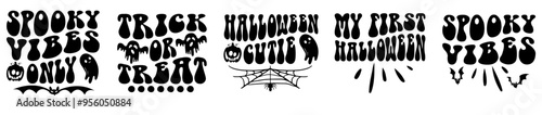 Simple Retro Halloween Bundle Quotes, Calligraphy Set Vector Illustration for Sticker, Magazine, Social Media Post