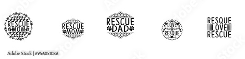 Cute Rescue Pet Dog Cat Quotes, Calligraphy Collection Vector Illustration for Announcement, Advertisement, Infographic