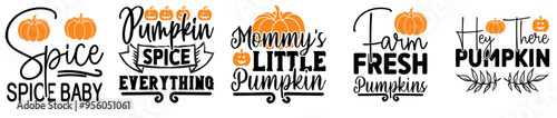 Classic Pumpkin Bundle Hand Lettering, Calligraphy Pack Vector Illustration for Poster, T-Shirt Design, Advertising