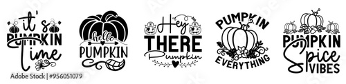 Creative Pumpkin Bundle Hand Lettering, Invitation Bundle Vector Illustration for Printable, Advertising, Icon