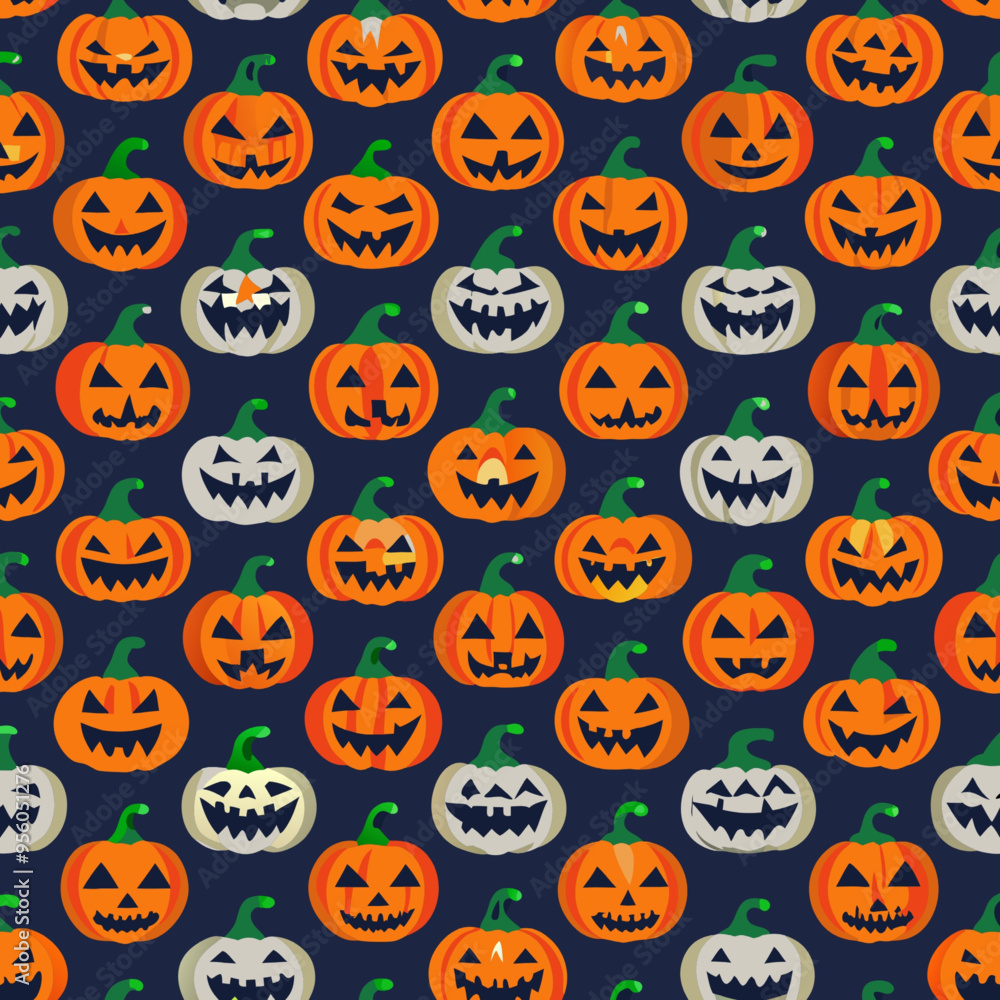 Halloween-Themed Pumpkin Pattern for Print-on-Demand T-Shirts and Seasonal Apparel Halloween-Themed Pumpkin Pattern for Print-on-Demand T-Shirts and Seasonal Apparel