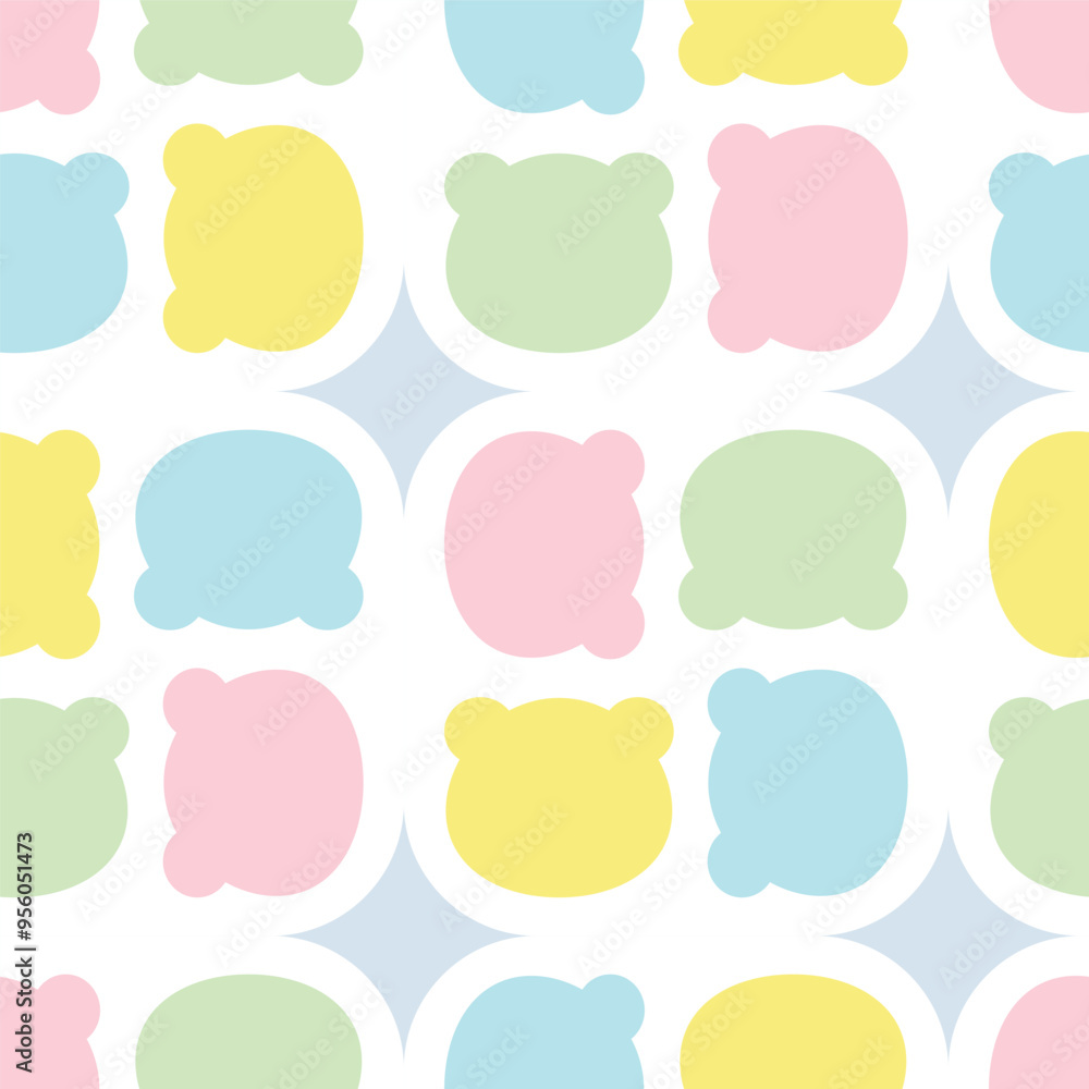 cute bear head abstract seamless pattern design for background, wallpaper,  textile design, fabric, blanket, blanket for kids, card, wrapping paper, notebook , diary cover, decoration and etc.