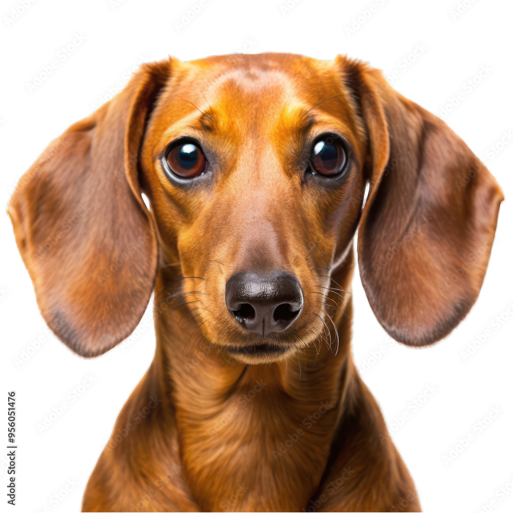 Brown dachshund dog portrait isolated on transparent background Brown dachshund dog portrait isolated on transparent background
