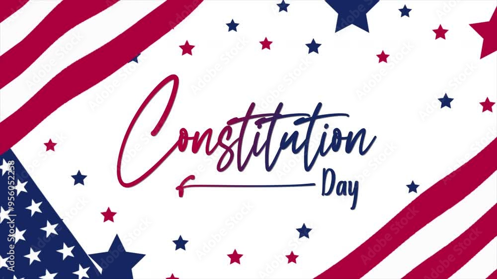 Constitution Day Text Animation with waving flag background. Celebrate Constitution Day on 17th September. Great for celebrating Constitution Day. Constitution Day Text Animation with waving flag background. Celebrate Constitution Day on 17th September. Great for celebrating Constitution Day.