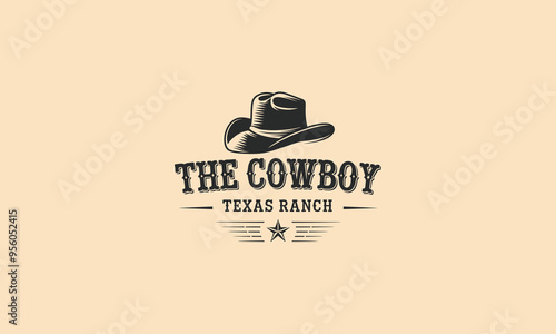 Western cowboy logo with a hat and vintage typography style.