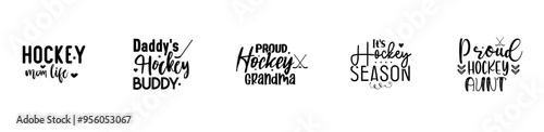 Cute Hockey Bundle Hand Lettering, Labels And Badges Bundle Vector Illustration for Mug Design, Motion Graphics, Vouchers