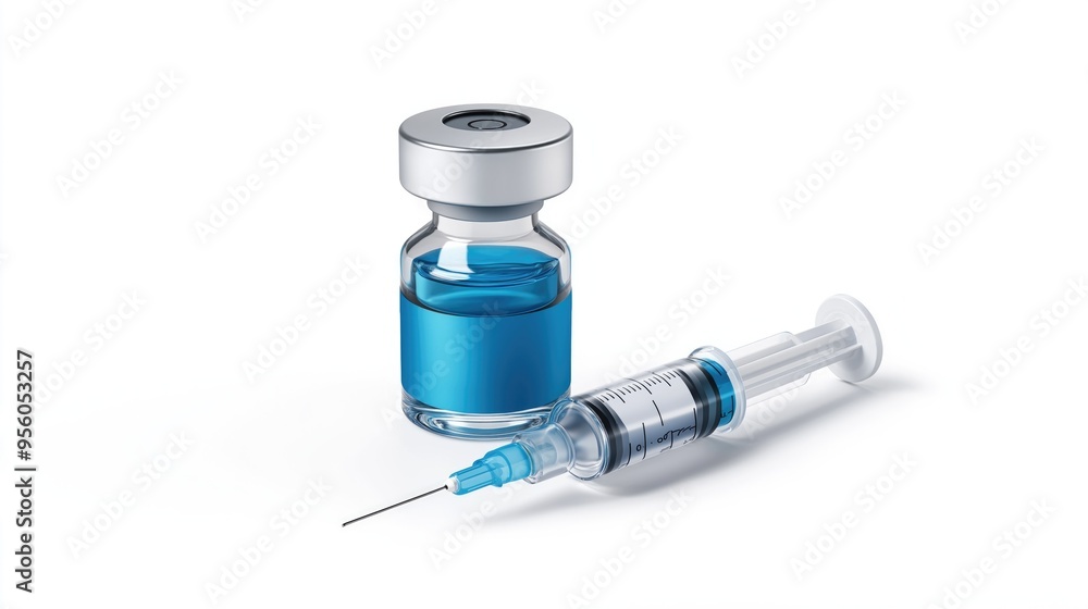 Medical Vaccine Vial and Syringe on White Background Medical Vaccine Vial and Syringe on White Background