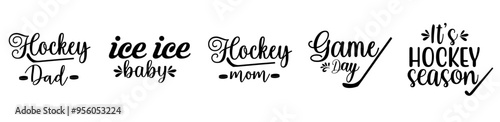 Minimal Hockey Bundle Typography, Calligraphy Pack Vector Illustration for Poster, Bookmark, Logo