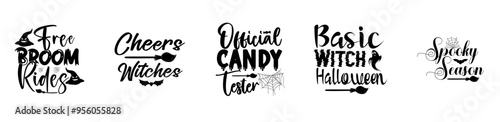 Minimalist Halloween Bundle Phrases, Labels And Badges Bundle Vector Illustration for Postcard, Gift Card, Newsletter