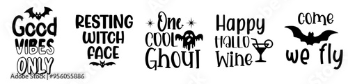 Vibrant Halloween Bundle Hand Lettering, Labels And Badges Collection Vector Illustration for Gift Card, Wrapping Paper, Mug Design