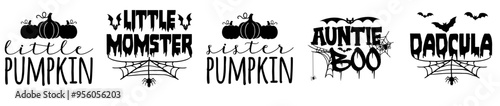 Cute Halloween Bundle Typography, Labels And Badges Pack Vector Illustration for Brochure, Printing Press, Decal