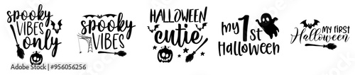 Colourful Halloween Bundle Calligraphy, Inscriptions Bundle Vector Illustration for Motion Graphics, Flyer, Brochure