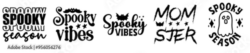 Decorative Halloween Bundle Trendy Retro Style Illustration, Quotes Collection Vector Illustration for Decal, Icon, Packaging