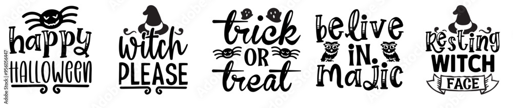 Minimalist Halloween Bundle Invitation, Phrases Bundle Vector Illustration for Holiday Cards, Stationery, Brochure Minimalist Halloween Bundle Invitation, Phrases Bundle Vector Illustration for Holiday Cards, Stationery, Brochure