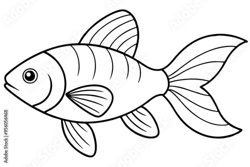 Goldfish line art isolated on a white background 
