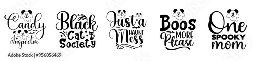 Simple Halloween Bundle Phrases, Inscriptions Bundle Vector Illustration for Holiday Cards, Wrapping Paper, Sticker