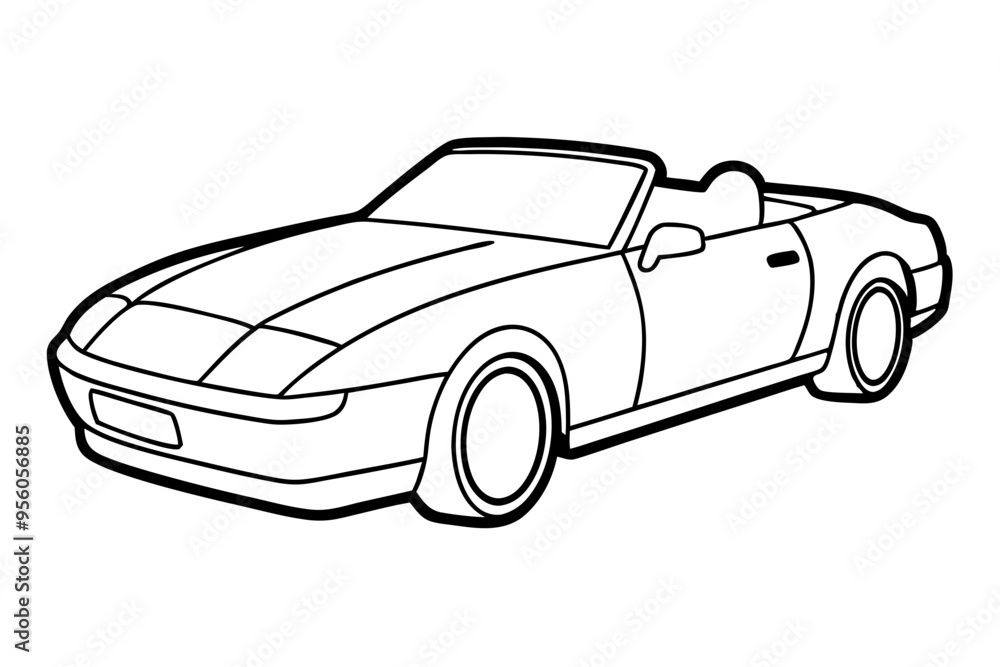 Fototapeta premium Convertible car line art isolated on a white background 
