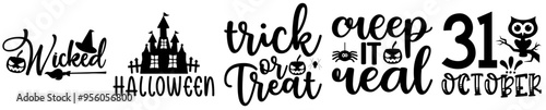 Modern Halloween Design Bundle Quotes, Typography Bundle Vector Illustration for Stationery, Decal, Logo