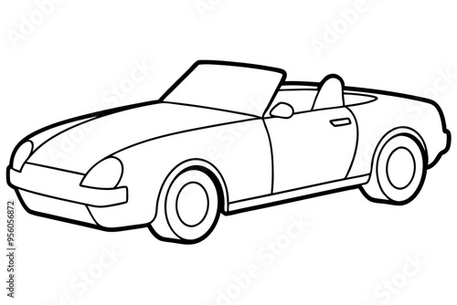 Convertible car line art isolated on a white background 
