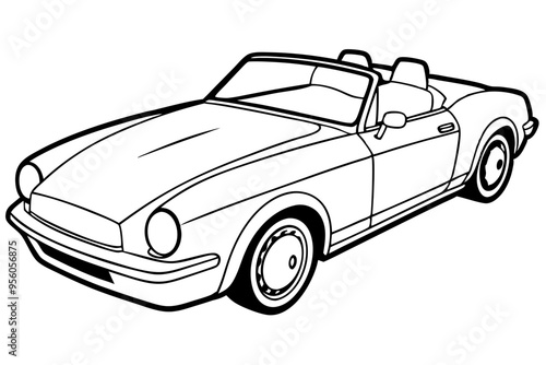 Convertible car line art isolated on a white background 
