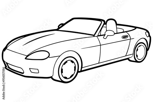 Convertible car line art isolated on a white background 
