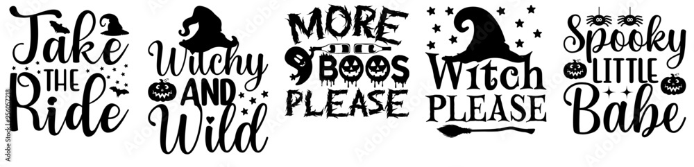 Colourful Halloween Design Bundle Hand Lettering, Phrases Pack Vector Illustration for Advertisement, Packaging, Announcement Colourful Halloween Design Bundle Hand Lettering, Phrases Pack Vector Illustration for Advertisement, Packaging, Announcement
