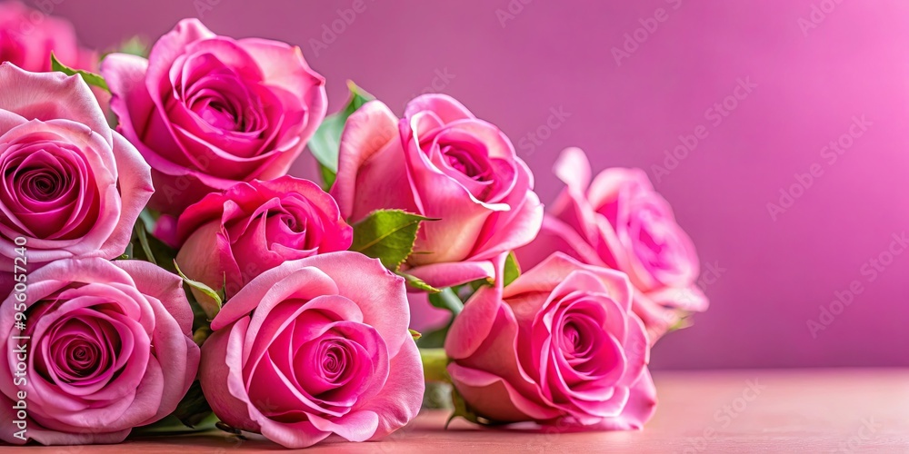 Close-up of vibrant pink roses against a soft pink background Close-up of vibrant pink roses against a soft pink background