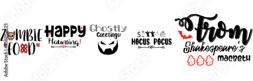 Cute Halloween Design Phrases, Labels And Badges Bundle Vector Illustration for Decal, Packaging, Stationery