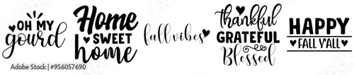 Classic Fall Bundle Phrases, Hand Lettering Collection Vector Illustration for Vouchers, Sticker, Printable