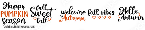 Vibrant Fall Bundle Typography, Phrases Collection Vector Illustration for Label, Social Media Post, Mug Design