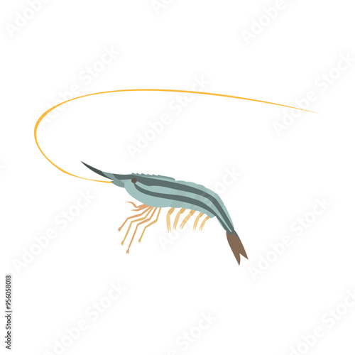 ホッカイエビ（シマエビ）。フラットなベクターイラスト。
Hokkai shrimp. Flat vector illustration.