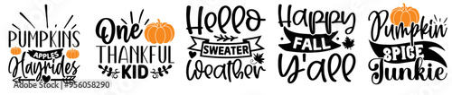 Minimalist Fall Bundle Typographic Emblems, Hand Lettering Set Vector Illustration for Announcement, Packaging, Flyer